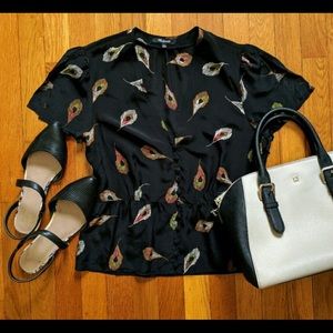 Madewell feather print silk top
